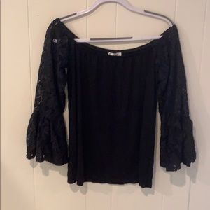 Back lace off the shoulder shirt